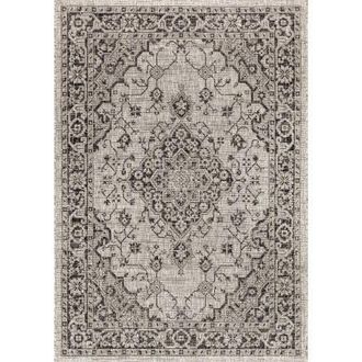 Jonathan Y Designs Rozetta Boho Medallion Textured Weave Indoor/Outdoor Area Rug in Gray/black at Nordstrom, Size 4Ft 0In X 6Ft 0In