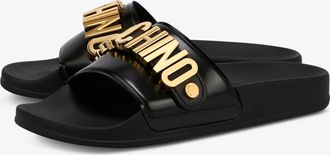 Moschino Slide sandal in PVC con logo Lettering - Nero