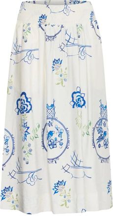 Ichi Hoge Taille Klassieke Rok Groot Patroon - Dames - Midirokken - Wit - L - Rokken