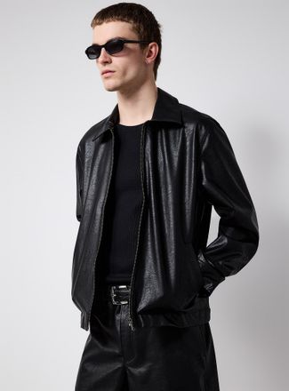 Le 31 Mens Textured faux-leather jacket