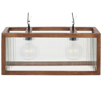 Beliani L&aacute;mpara De Techo De Madera De Mango Clara 151 Cm A Mano Pantalla Natural Penna