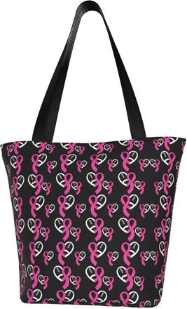 AOOEDM Awareness, Breast Cancer, Hope For A Cure Reusable Tote Bag Women Casual Handbag Shoulder Bags for Shopping Groceries Travel Outdoors
