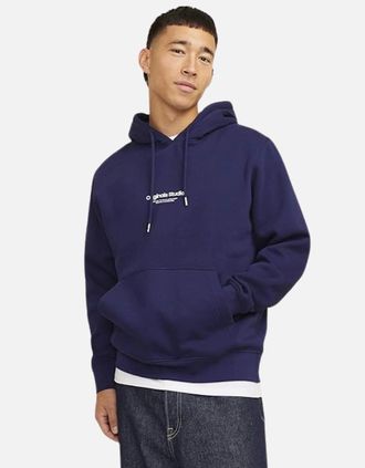 Jack & Jones Mens Jack & Jones Mens Vesterbro Hoodie - Ocean Cavern - Size: 40