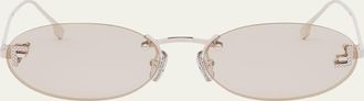 Fendi Embellished FF Oval Metal Sunglasses