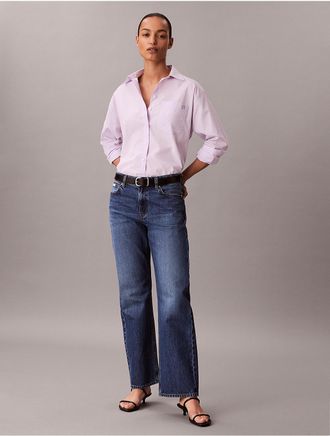 Calvin Klein Jeans Calvin Klein Womens Cotton Poplin Relaxed Button-Down Shirt - Purple - XL