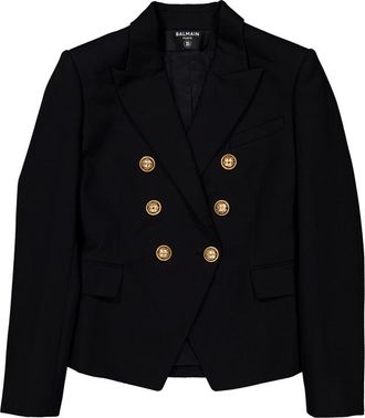 Balmain Double-Breasted Black Wool Blazer, Brand Size 34 ( US Size 2 )