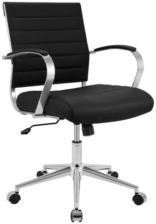 Clp Silla de oficina ajustable giratorio en cuero aut&eacute;ntico negro