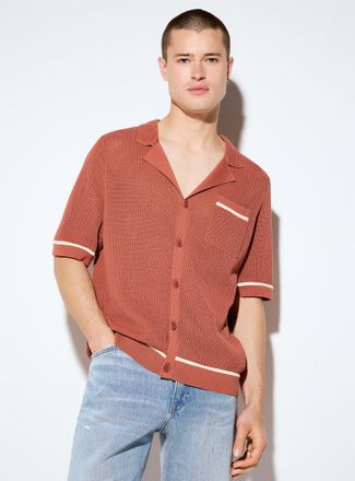 Drykorn Mens Flaviro pointelle knit camp shirt