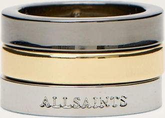 AllSaints Brass Ula Two Tone Ring Set, Size: S