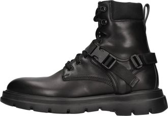 Fabi Leren Enkellaarsjes - Heren - Veterlaarzen - Zwart - 45 EU - Leer - Schoenen