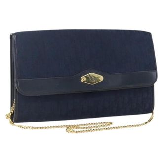 Dior Pre-owned Clutches, female, Blue, Size: ONE SIZE Pre-owned Trotter Canvas Shoulder Bag