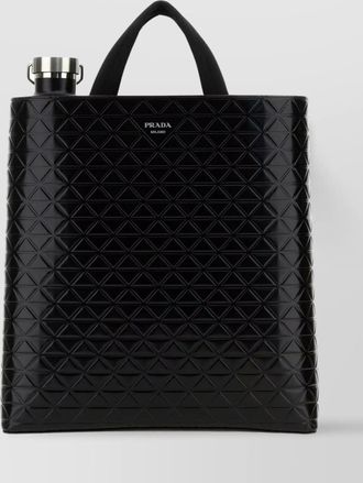 Prada leather shopping bag with detachable water bottle
