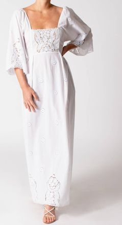 Miguelina Meredith Falcon Embroidery Dress In Pure White