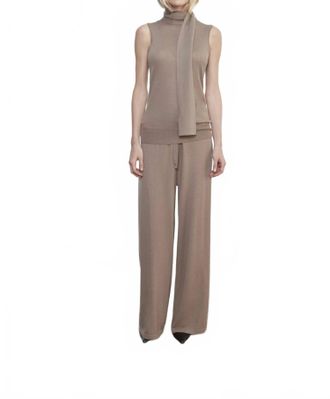 Enza Costa Tissue Cashmere Sleeveless Scarf Sweater In Walnut