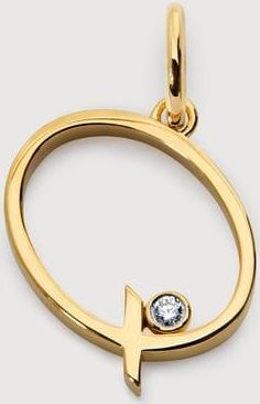 Monica Vinader Gold Solitaire Diamond Initial Q Pendant Lab Grown Diamond