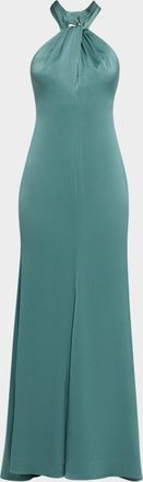 Emanuel Ungaro Wilde Twist-Front Halter Maxi Dress
