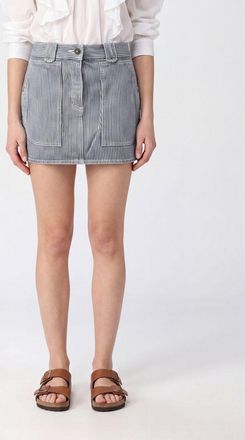 Isabel Marant Minigonna a tubino in denim di cotone a righe