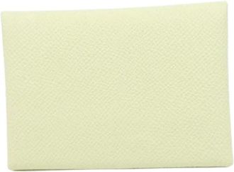 Herm&egrave;s Pre-owned Calvi Duo Lederen Muntzakje - Dames - Vintage Accessoires - Beige - ONE Size - Leer - Vintage