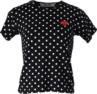 Comme Des Gar&ccedil;ons Comme des Garcons PLAY Polka Dot Heart Emblem T-shirt in Black Cotton