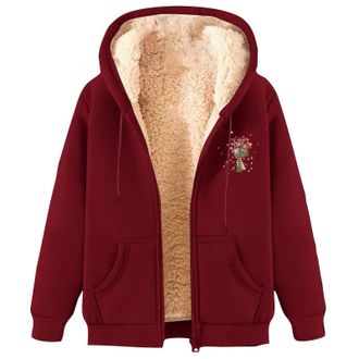 Generic Fleece Jacket for Women UK Ladies Teddy Fleece Jacket Hooded Trench Coat Winter Coat Sherpa Lined Jackets Full Zip Teddy Bear Coats Fleece Sweatshirts