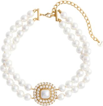 Self Portrait Crystal Pearl Choker - Dames - Kettingen - Grijs - ONE Size - Accessoires