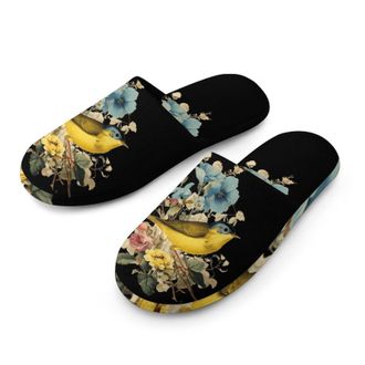 Generic Warbler Bird on Flowers Mens House Slippers Slip Indoor Slipper On Shoes Warm Outdoor