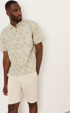 Fat Face FatFace Green Haze Short Sleeve Relaxed Fit Deco Palm Print Shirt