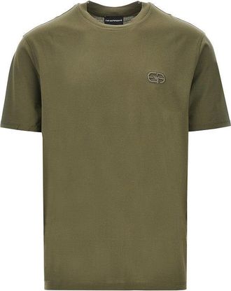 Emporio Armani Lyocell-blend jersey T-shirt with embroidery Man XL