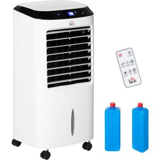 HOMCOM Homcom Climatizador Evaporativo Enfriador De Aire Port&aacute;til 10l Humidificador Ventilador 60w Pantalla Led Control Remoto Temporizador 38,2x31,6x76 Cm