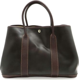 Herm&egrave;s Amazonia Dark Brown Dark Khaki Amazonia Handbag Tote Bag (Pre-Owned)