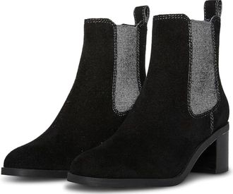 Steve Madden Rockwell Boots Womens Black Suede Block Heel Bootie HTAT406
