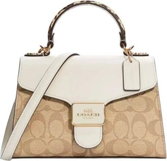 Coach Tassen, Dames, Beige, ONE Size, Leer, Pepper Satchel