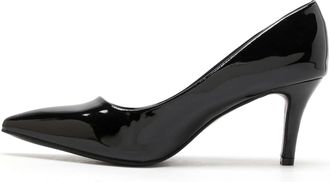 Generic Womens Court Shoes Low Heels Pointed Toe Office Work Mid Heel Pumps Wedding Shoes for Women Ladies UK, Black Patent-6