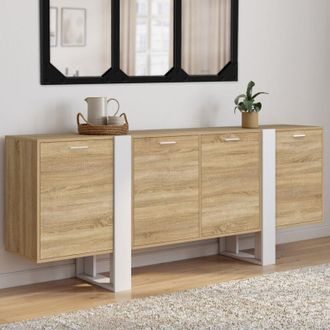 IDMarket Aparador Phoenix Xxl 200 Cm Con 4 Puertas De Madera Y Blanco