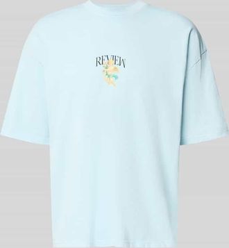Review T-Shirt mit &uuml;berschnittenen Schultern in Hellblau, Gr&ouml;&szlig;e XXL