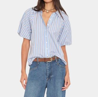 Xirena Lyla Button-Front Shirt In Blue Cedar