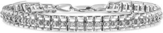 House of Brilliance 925 Sterling Silver 1/2 Cttw Diamond Double-Link 7 Tennis Bracelet (I-J Color, I3 Clarity)