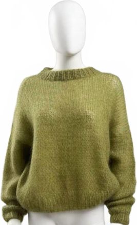 Maiami Womens Mohair Relaxed Fit Pullover Top In Muddy Green