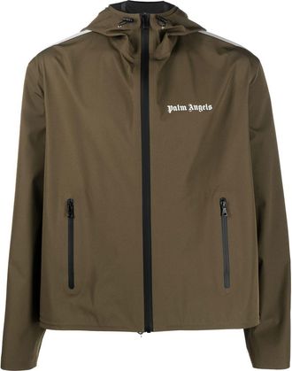 Palm Angels logo-print hooded jacket - men - Polyamide/Elastane/Polyurethane - S - Green