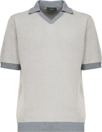 Zanone Grijze Katoenen T-shirts en Polos - Heren - V-hals truien - Grijs - 2XL - Katoen - Truien & Vesten
