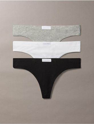 Calvin Klein Womens Classic Comfort Cozy Waffle 3-Pack Thong - Multi - XS
