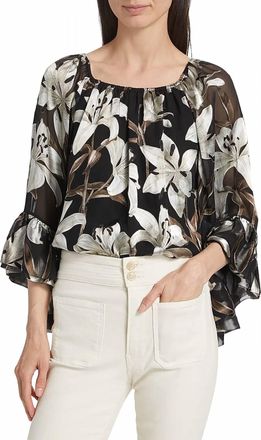 Alice & Olivia Ardelia Off The Shoulder Top In Stargazer Black