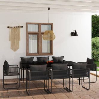vidaXL Juego De Comedor De Jard&iacute;n 9 Piezas Negro Vidaxl