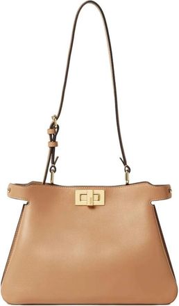 Fendi Zachte Peekaboo Kleine Tas - Dames - Schoudertassen - Bruin - ONE Size - Leer - Tassen