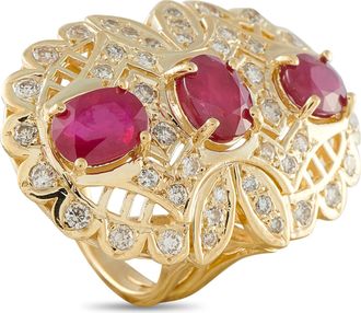 Luxury Bazaar 14K Yellow Gold 1.0ct Diamond and Ruby Ring MF23-050526