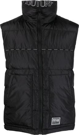 Versace Jeans Couture logo-print reversible padded gilet - men - Feather Down/Polyester/Polyester - 48 - Black