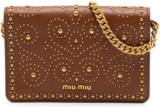 Miu Miu Pre-owned Miu Miu Studded Goatskin Madras Lux Wallet On Chain Ladies BYKV8AQO4OBVDUG1