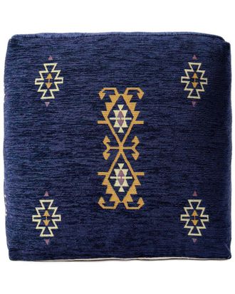 LR Home Lr Home Natalie Navy/Mustard Bohemian Turkish Medallion Ultra-Soft Pouf