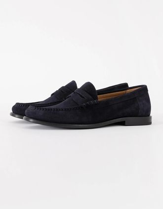 HUGO BOSS Mens BOSS Orange Tevan Mens Suede Moccasin Shoes - Dark Blue 401 - Navy - Size: 10