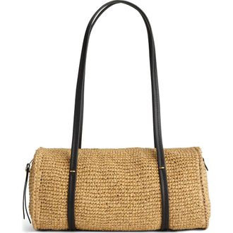 Madewell The Brioche Woven Raffia Shoulder Bag in True Black Multi at Nordstrom